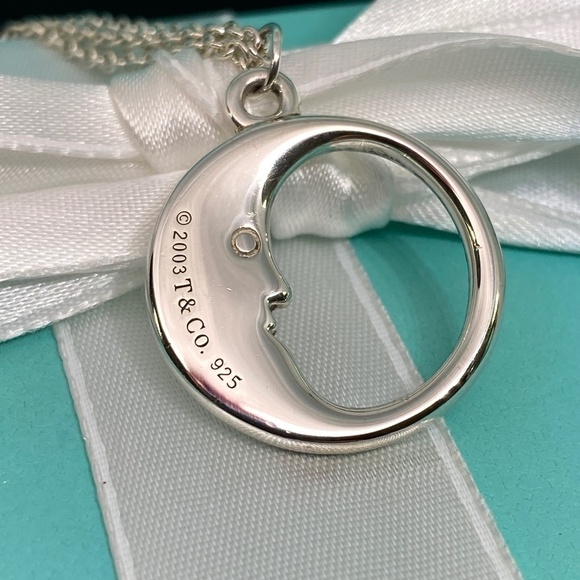 TIFFANY & Co Man In The Moon Double Chain limited Necklace 925 authenticated - Picture 1 of 10